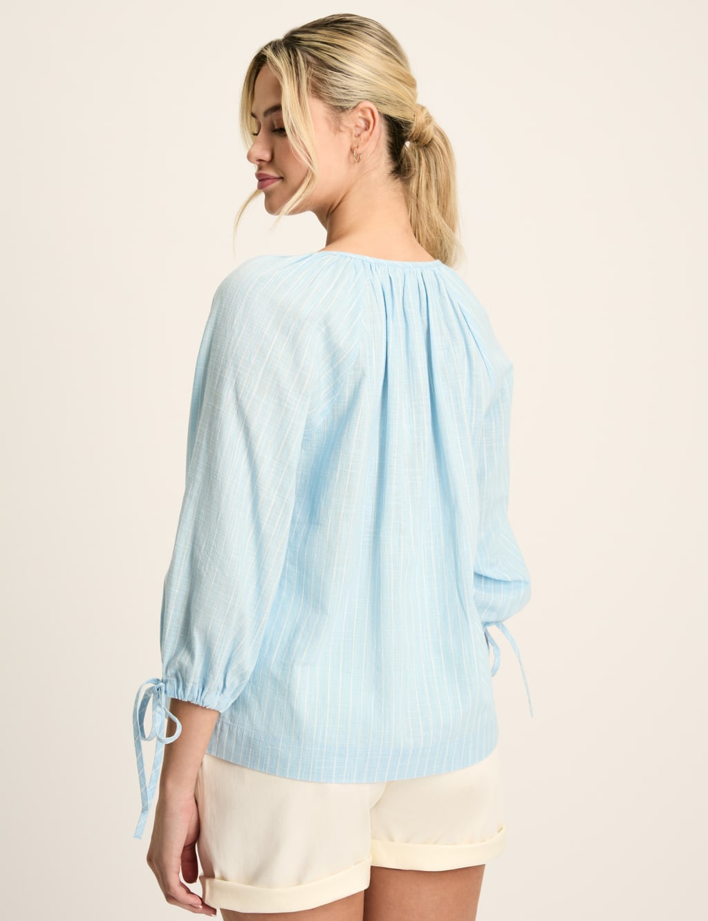 Pure Cotton Striped Notch Neck Blouse 4 of 5