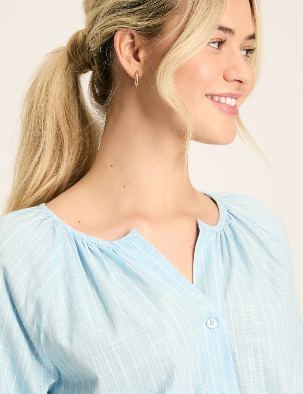Pure Cotton Striped Notch Neck Blouse 5 of 5