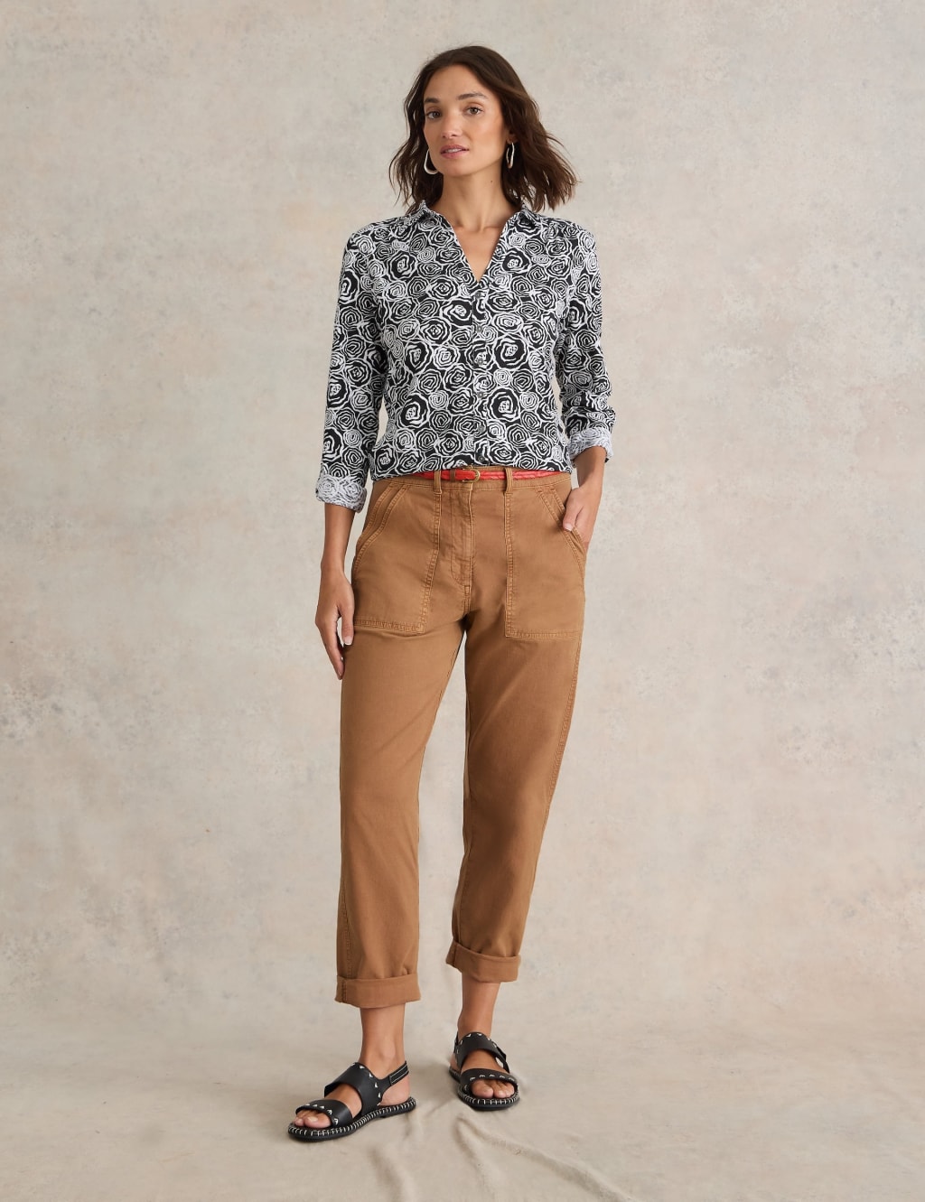 Cotton Rich Chinos with Linen 1 of 6