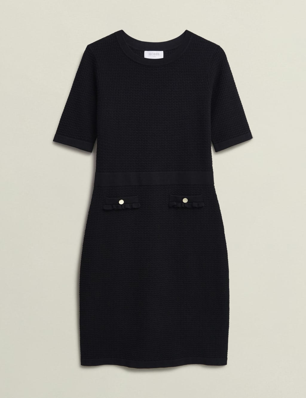 Knitted Textured Knee Length Shift Dress 2 of 8