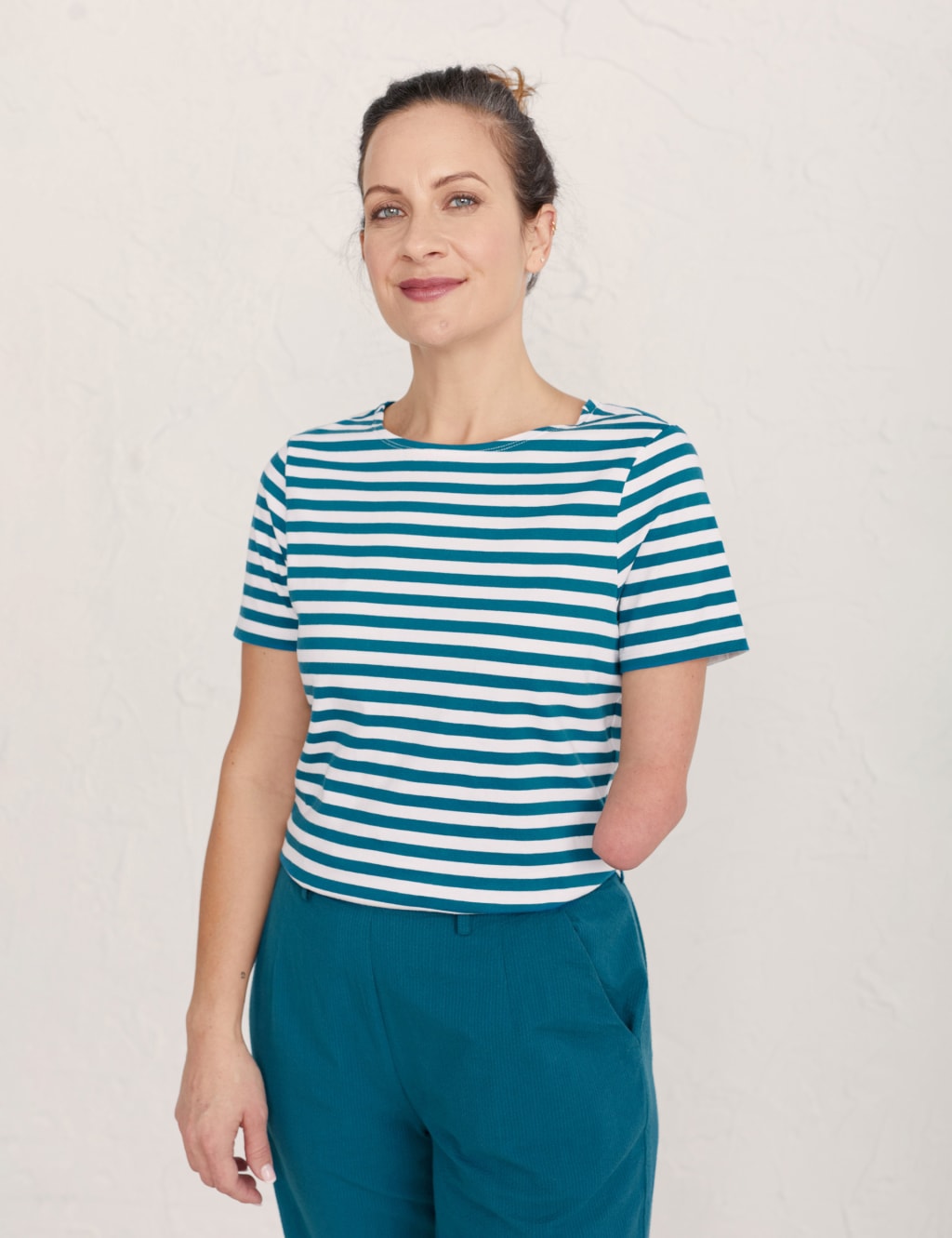 Organic Cotton Striped Crew Neck T-Shirt 1 of 5