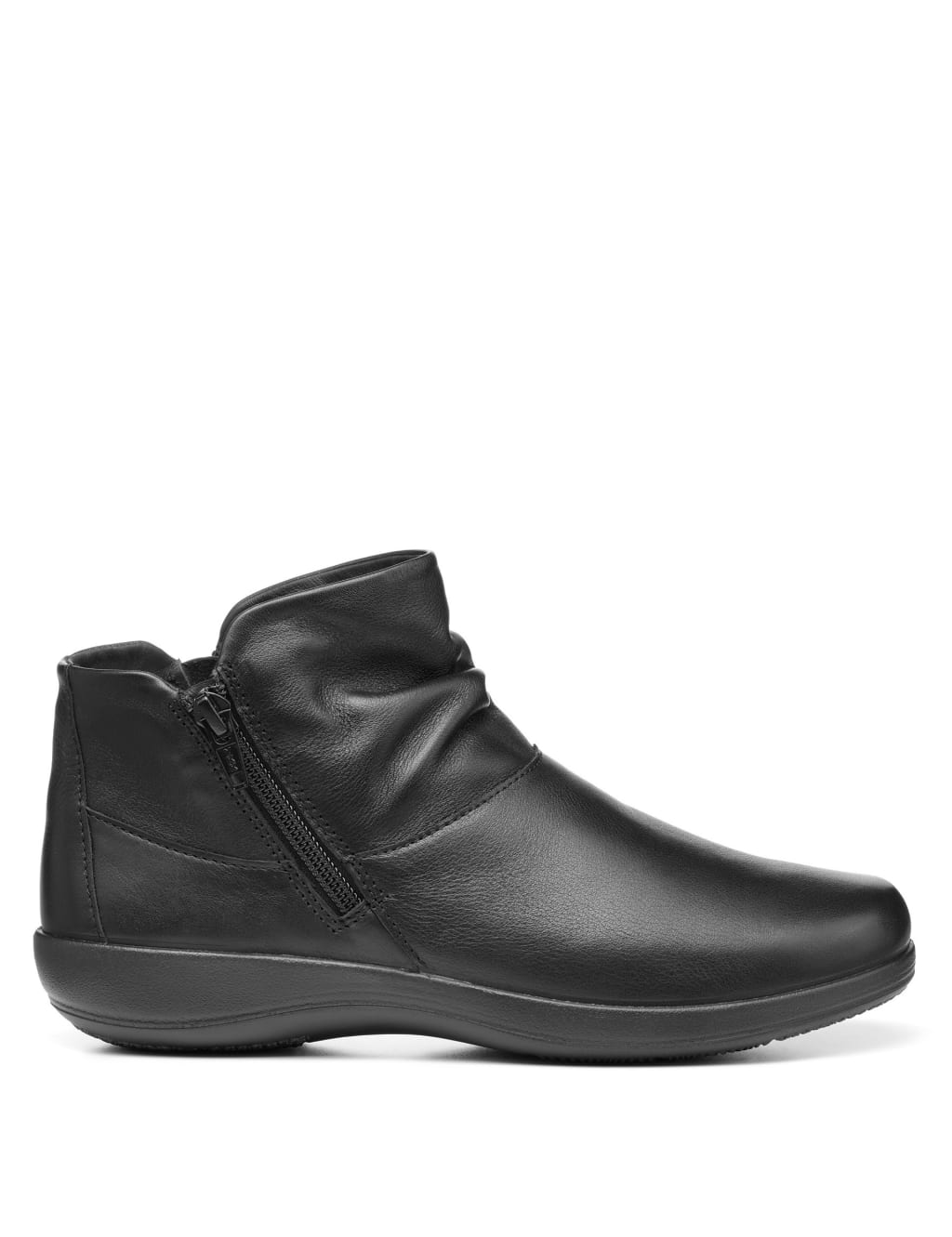 Wide Fit Leather Ruched Flat Ankle Boots Hotter M S