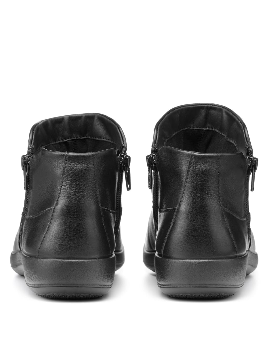 Wide Fit Leather Ruched Flat Ankle Boots