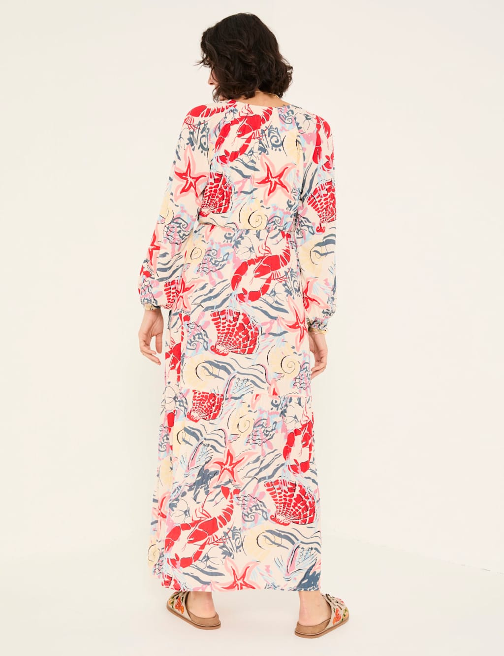 Printed V-Neck Midaxi Waisted Dress 3 of 5