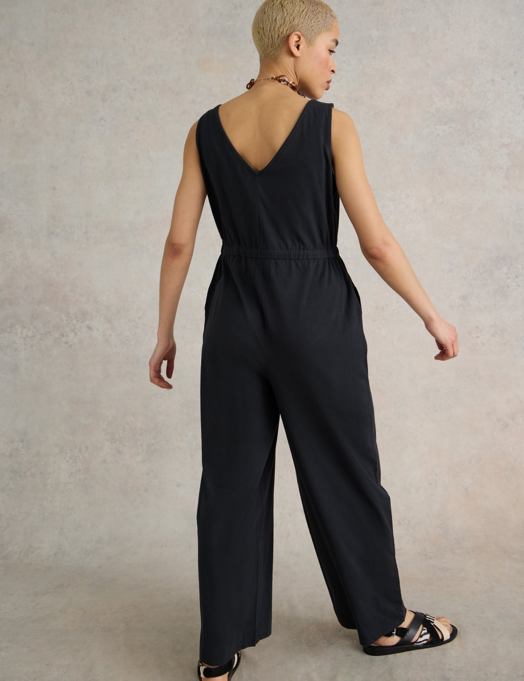 Cotton Rich Jersey Sleeveless Wide Leg Jumpsuit 3 of 6