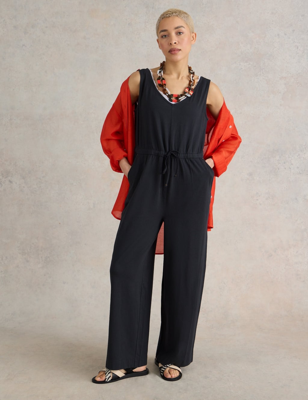 Cotton Rich Jersey Sleeveless Wide Leg Jumpsuit 5 of 6