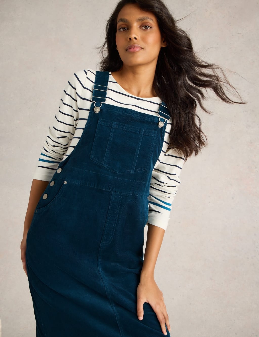 Cotton Rich Cord Midi Pinafore Dress