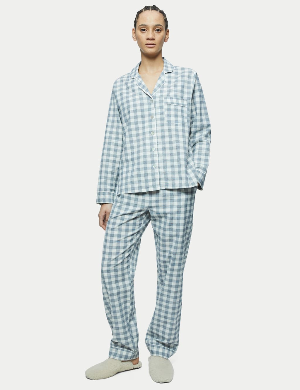Pure Cotton Checked Pyjama Set 1 of 4