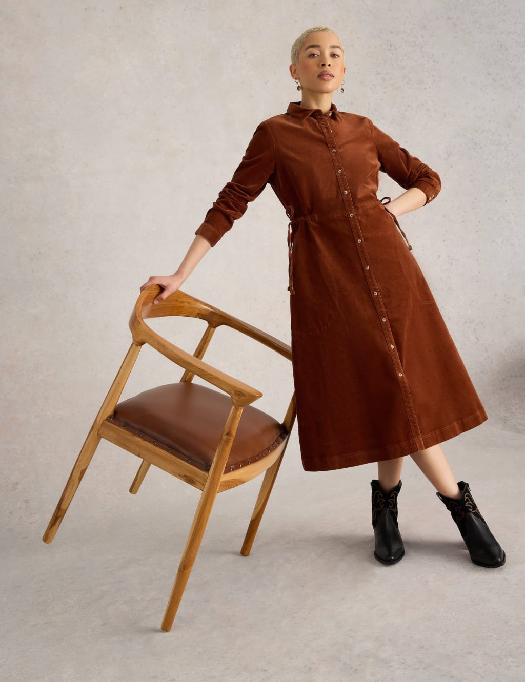 Cotton shirt dress midi deals