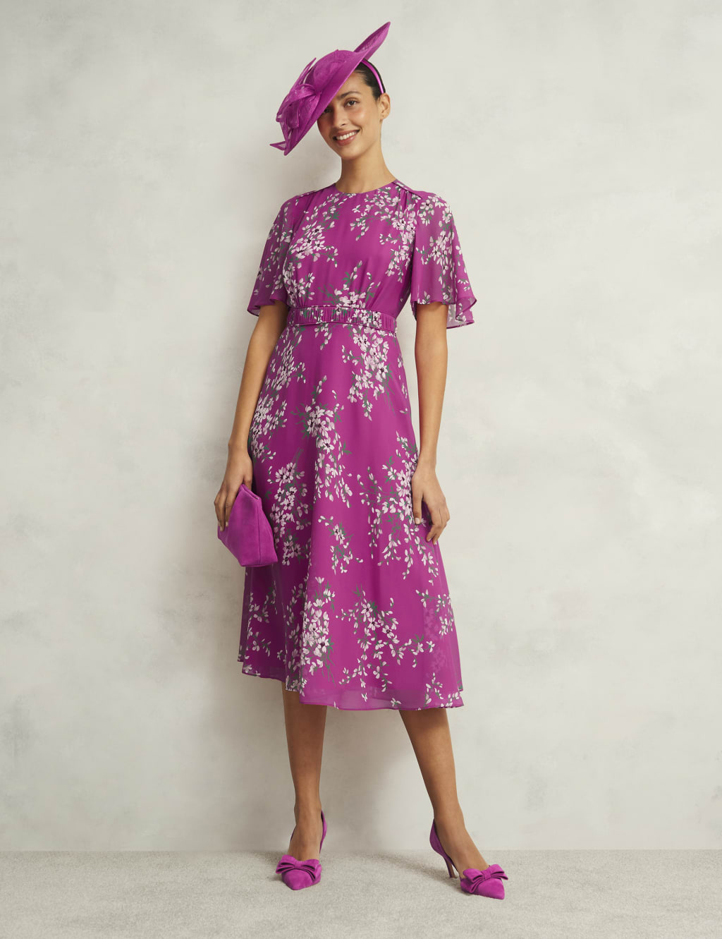 Bronwyn Silk Floral Midi Waisted Dress 6 of 8
