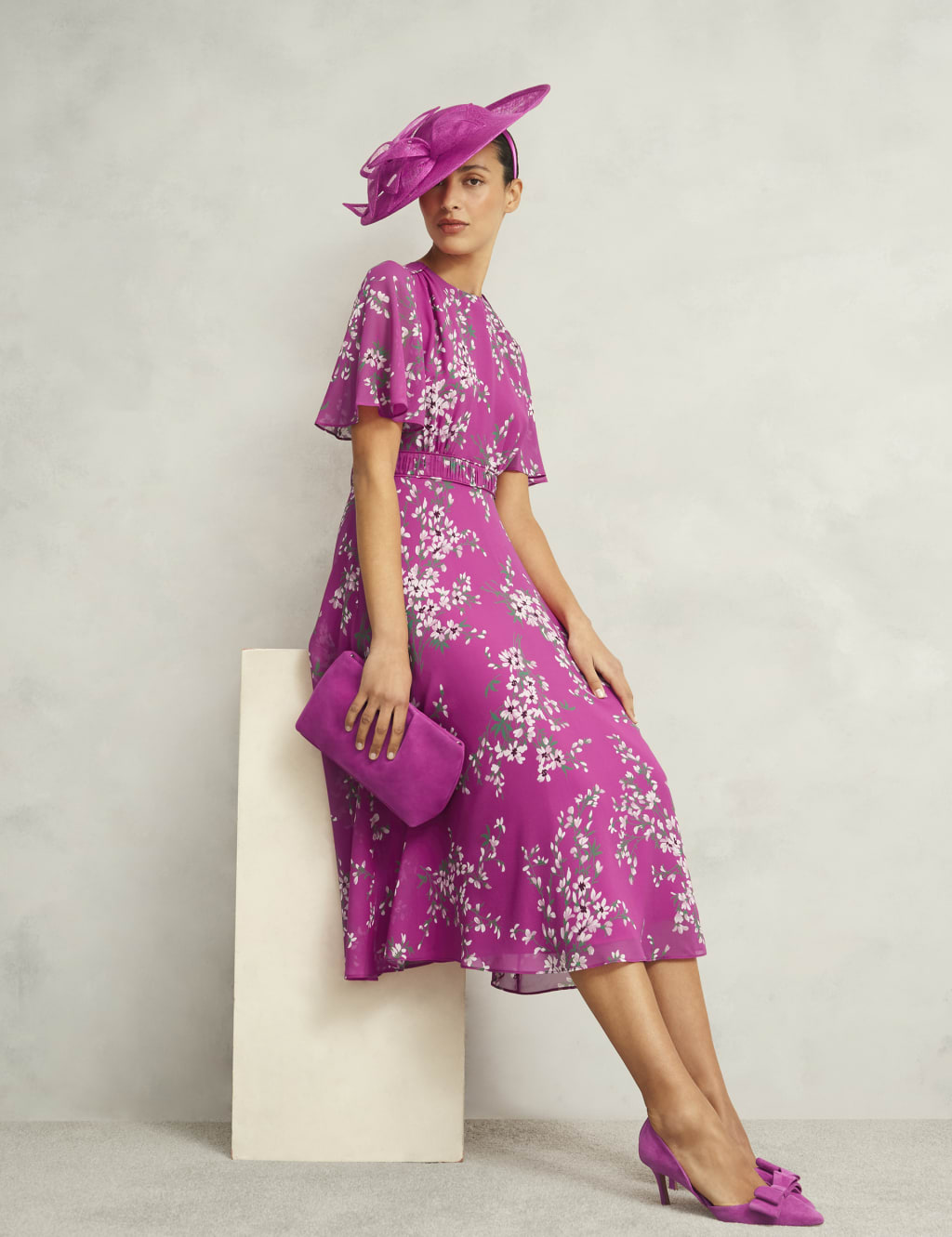 Bronwyn Silk Floral Midi Waisted Dress 7 of 8