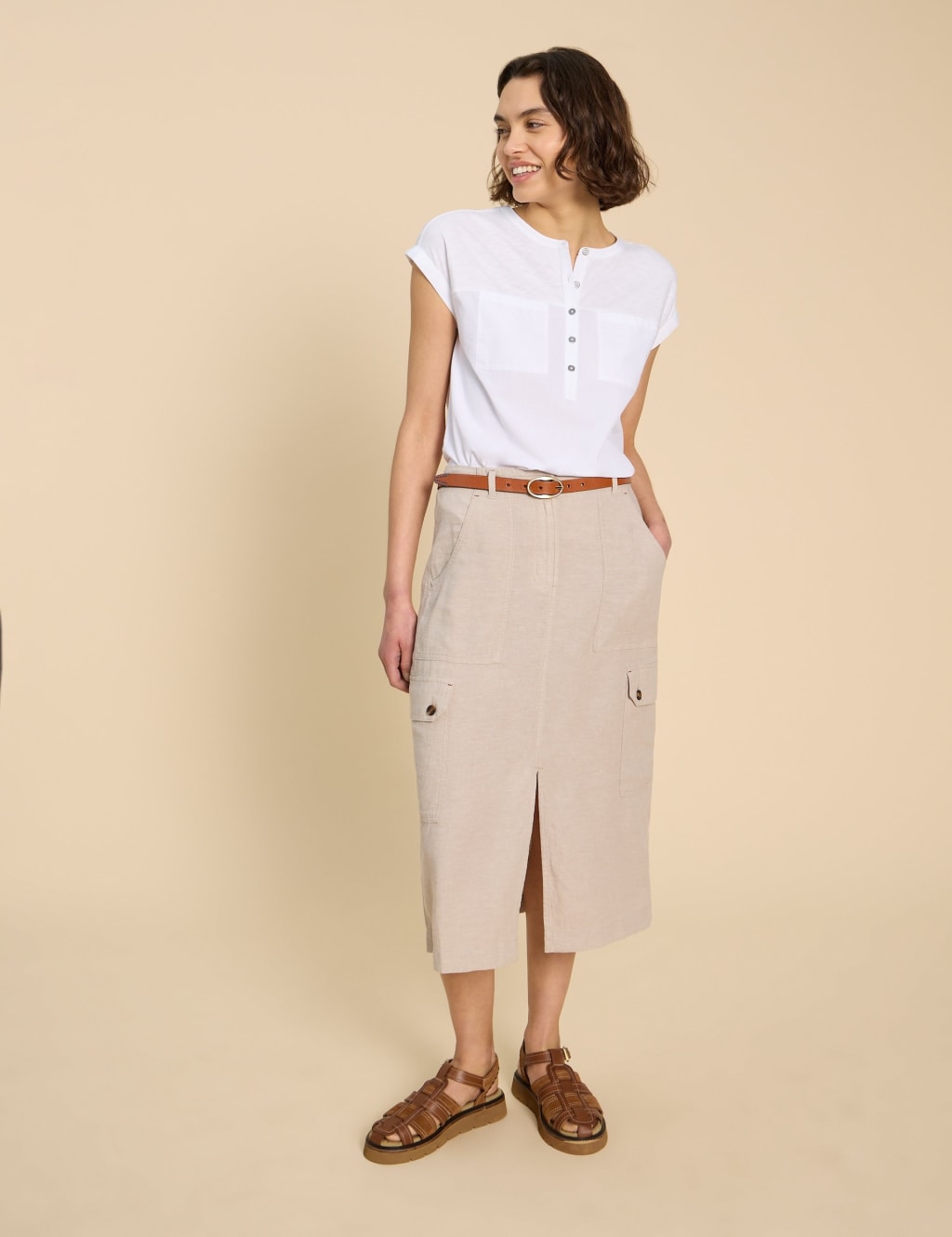 Pure Cotton Crew Neck Button Through Shirt 3 of 6