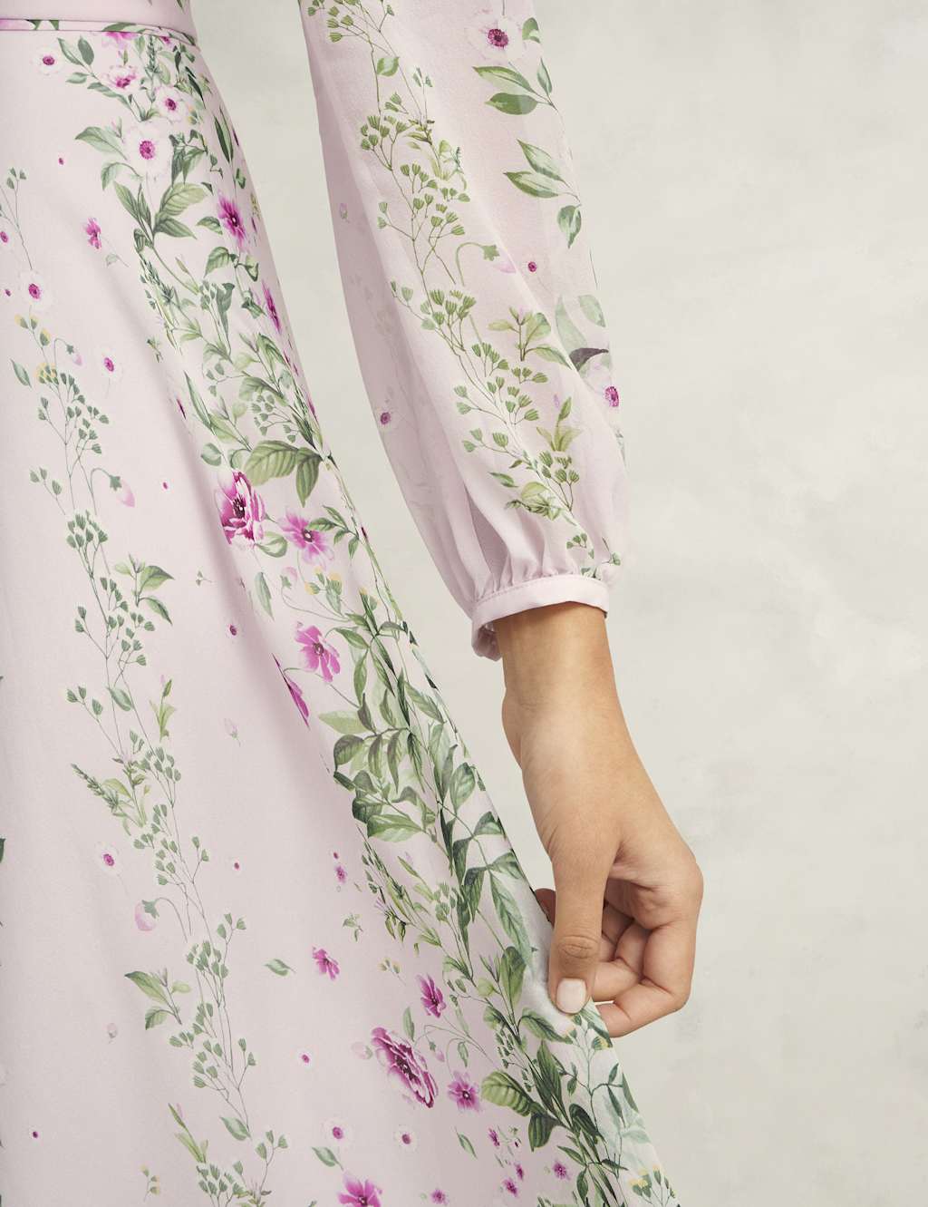Silk Rich Floral V-Neck Midi Skater Dress 4 of 8