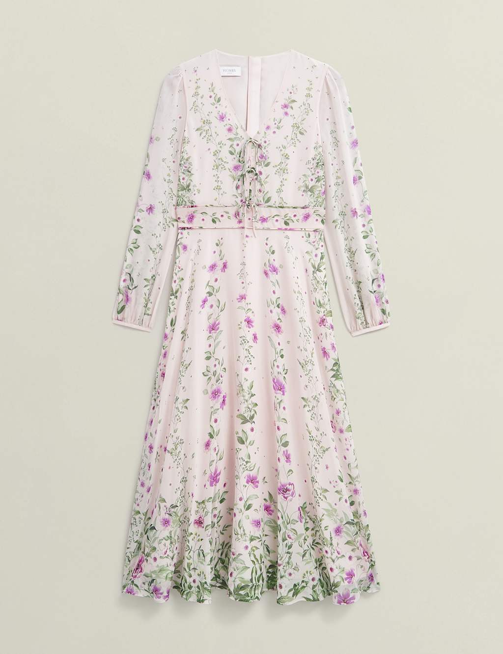 Silk Rich Floral V-Neck Midi Skater Dress 2 of 8