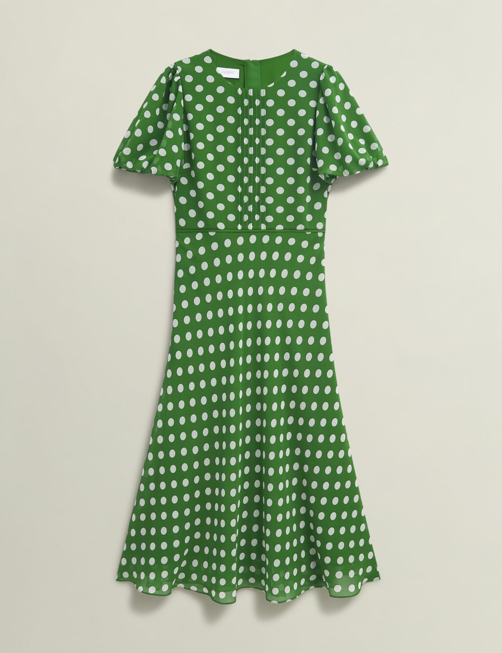 Polka Dot Puff Sleeve Midi Skater Dress 2 of 8