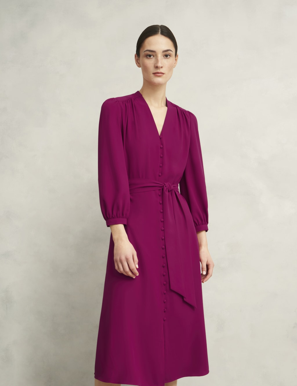 V-Neck Belted Midi Skater Dress 3 of 8