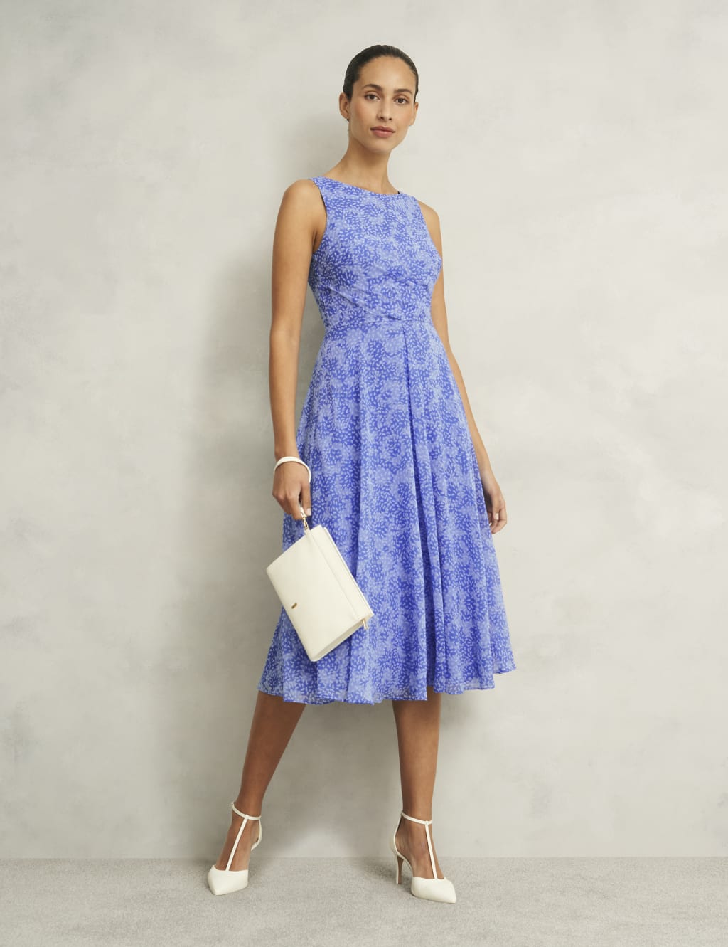 Printed Round Neck Midi Skater Dress 7 of 9