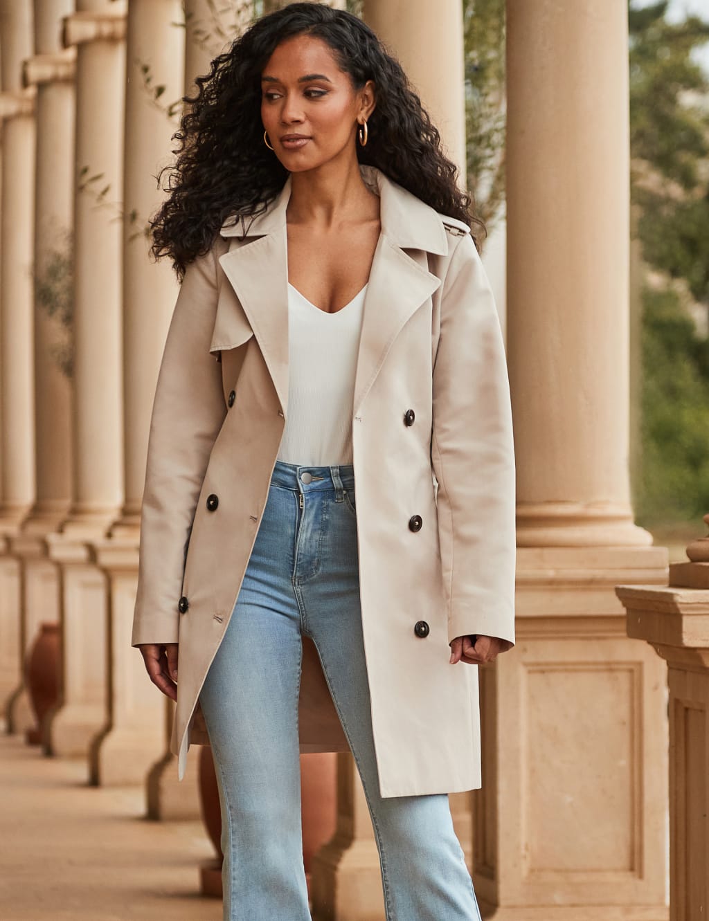 Double Breasted Longline Trench Coat 2 of 6