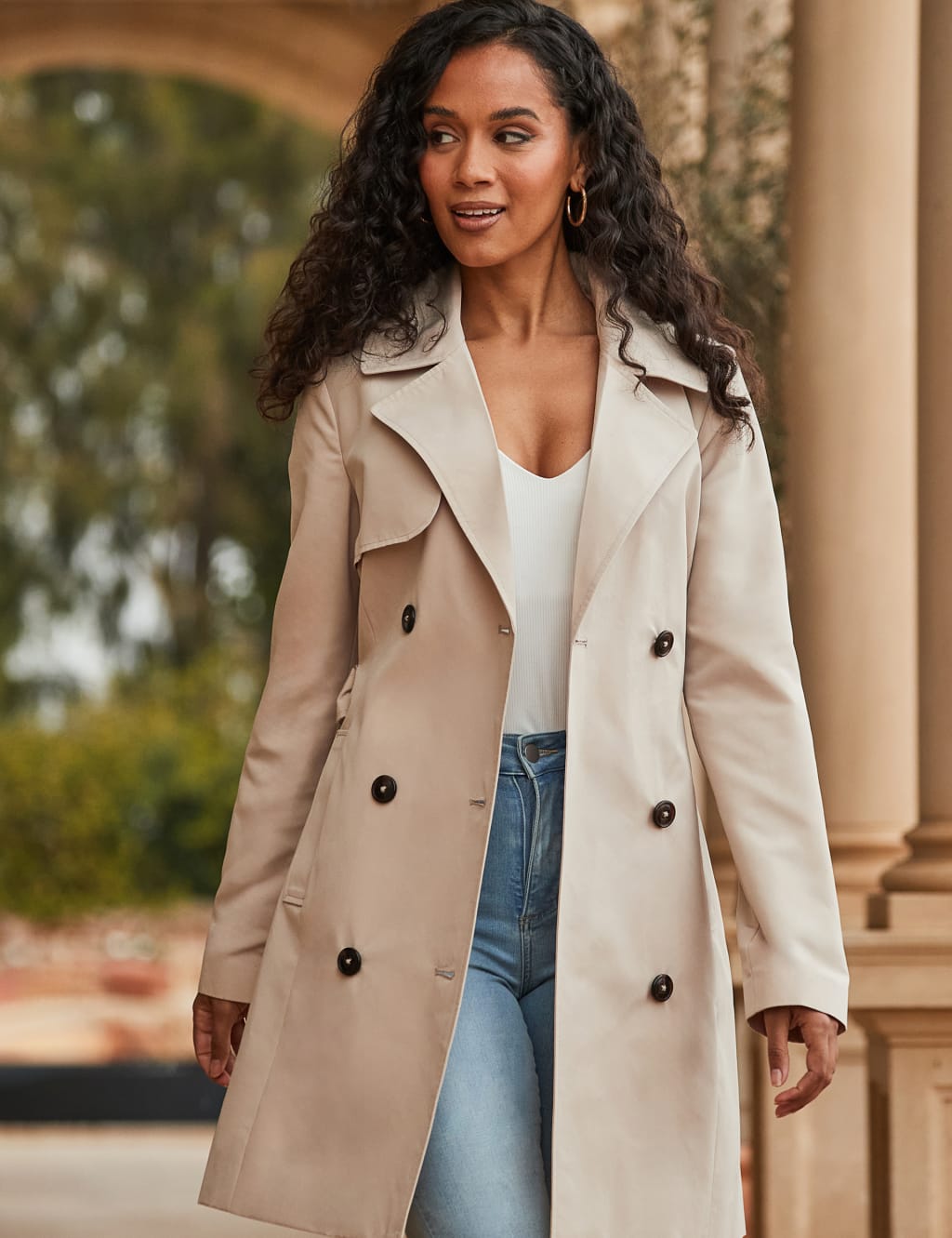 Double Breasted Longline Trench Coat 6 of 6