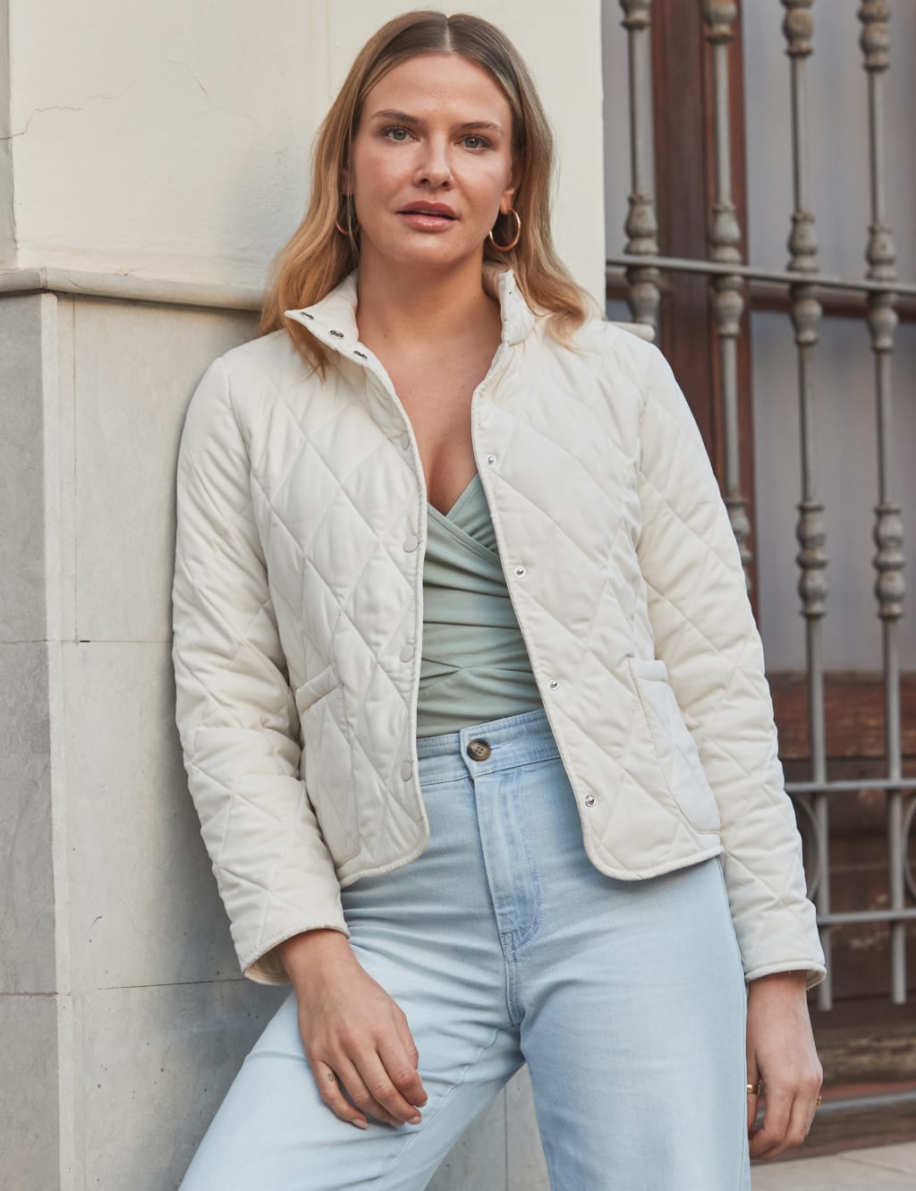 Quilted Collarless Jacket