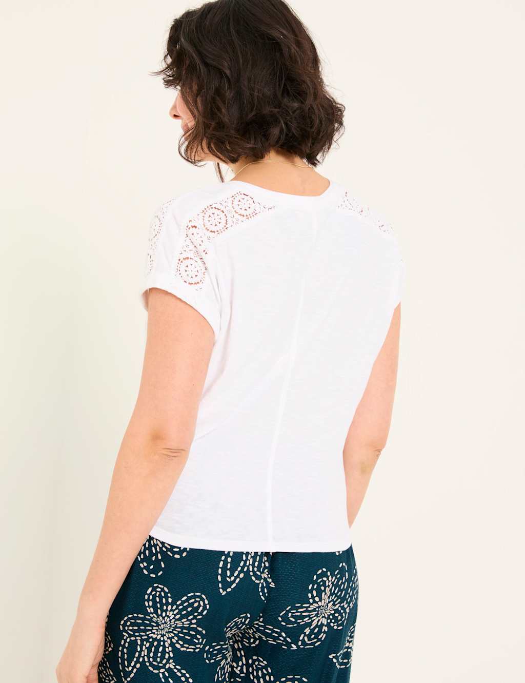 Pure Cotton Lace Detail Tie Front Top 3 of 6