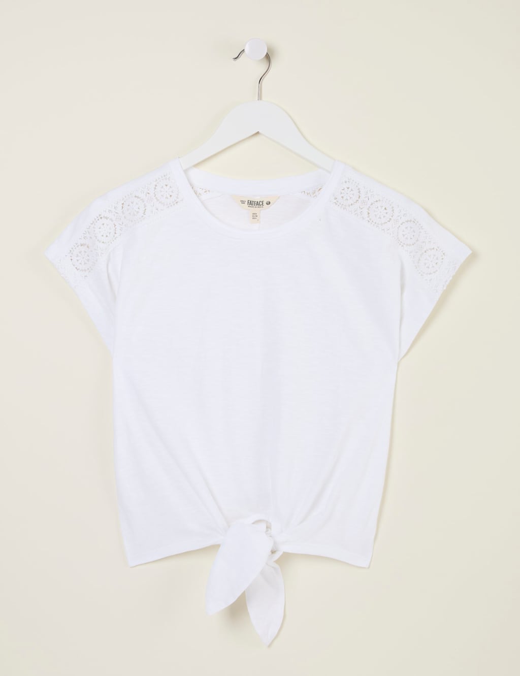 Pure Cotton Lace Detail Tie Front Top 2 of 6