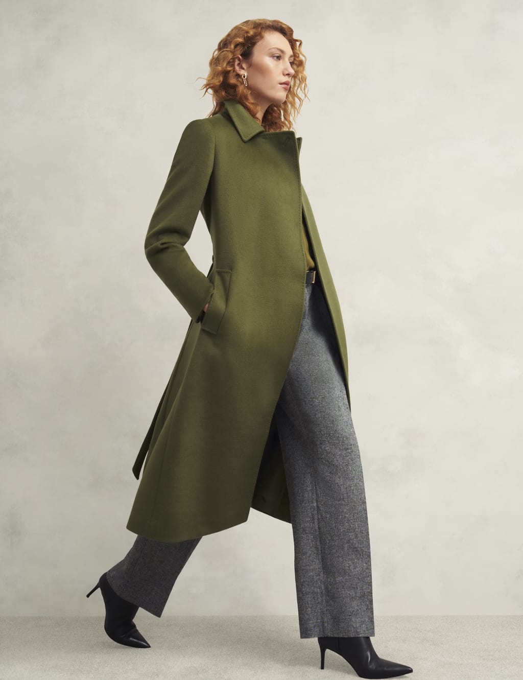Pure Wool Belted Collared Tailored Coat 4 of 7