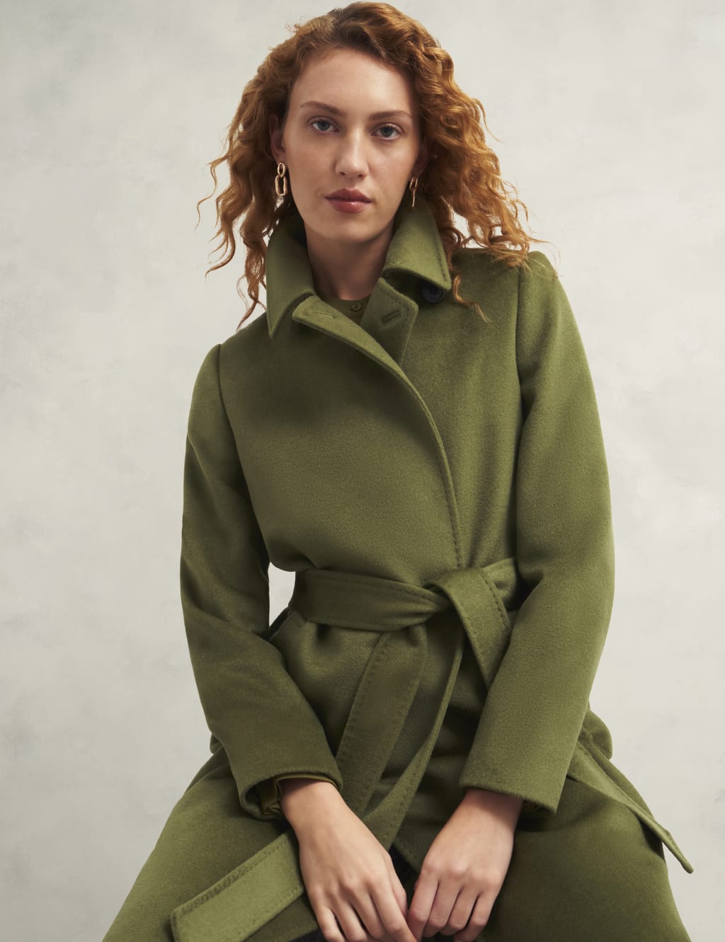 Pure Wool Belted Collared Tailored Coat 5 of 7
