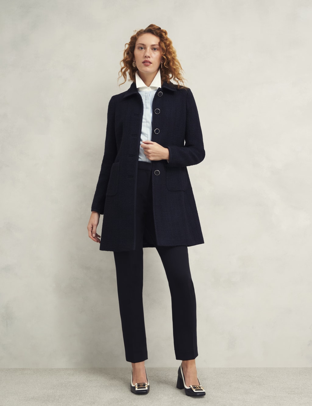 Tweed Longline Tailored Coat with Wool 3 of 6