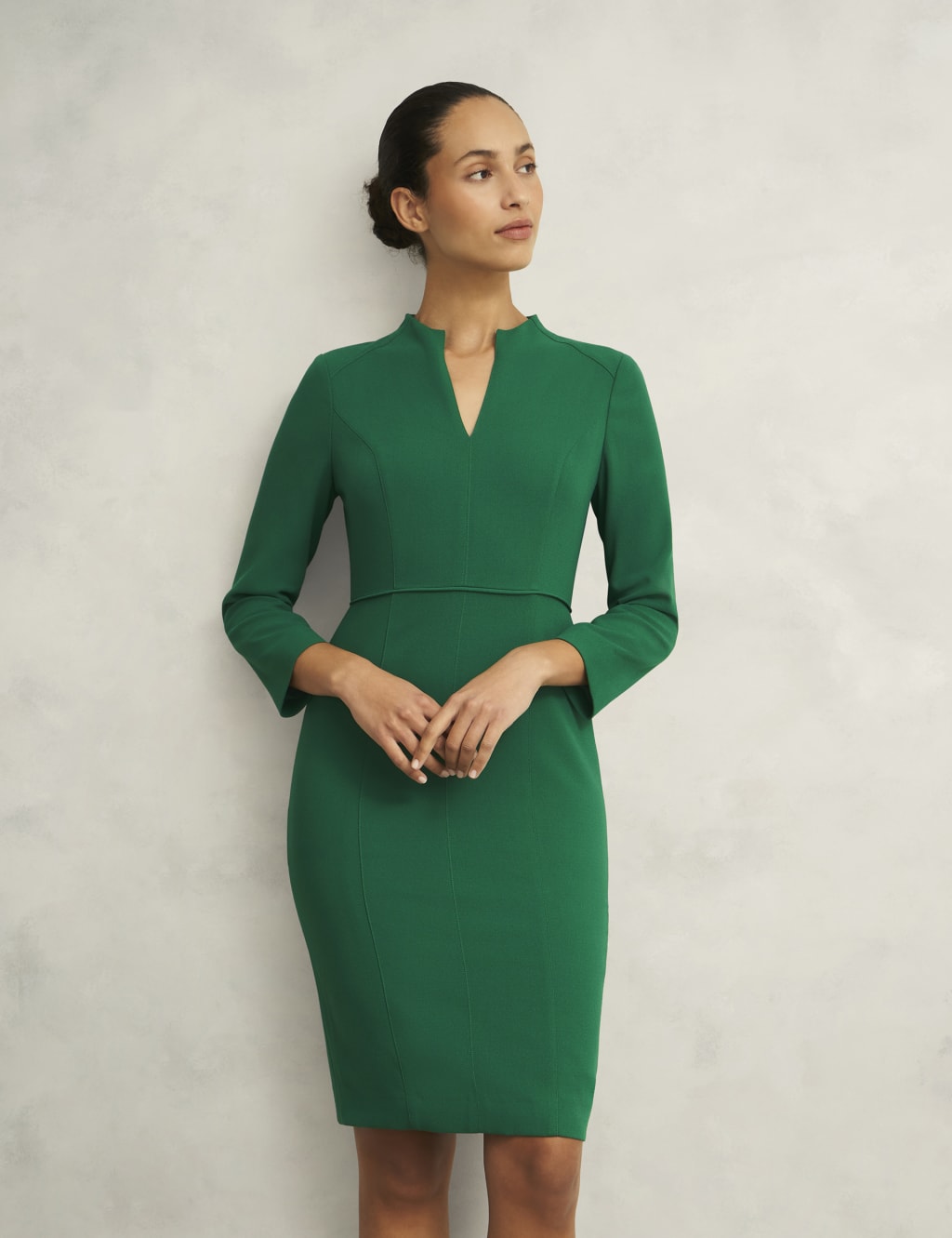 V-Neck Knee Length Shift Dress 3 of 6