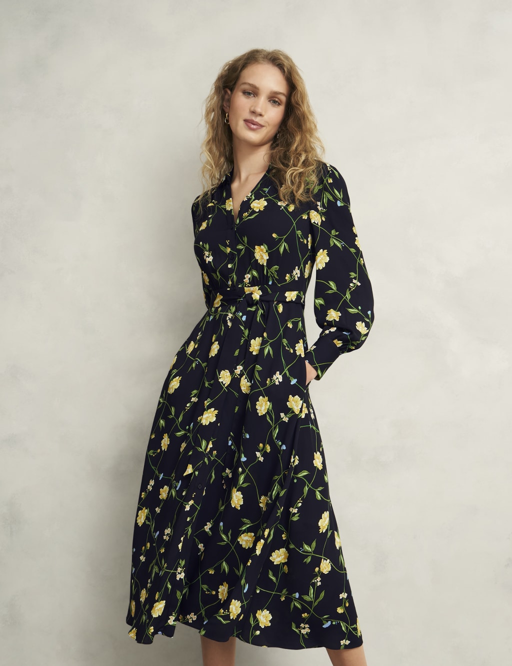 Button Through Tie Waist Midi Shirt Dress 5 of 10