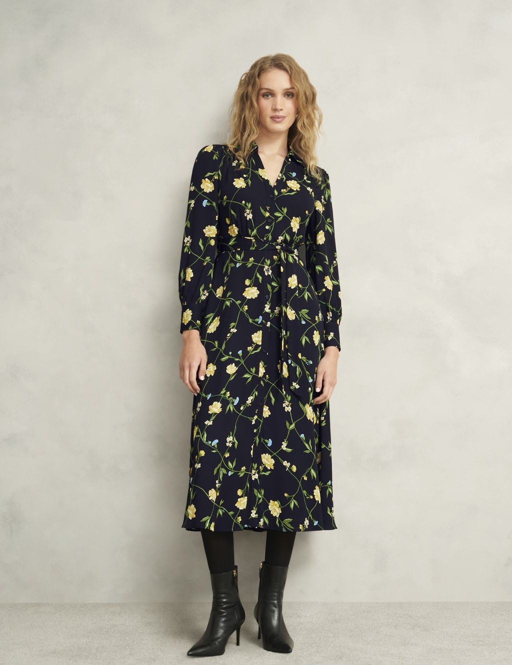 Button Through Tie Waist Midi Shirt Dress 8 of 10