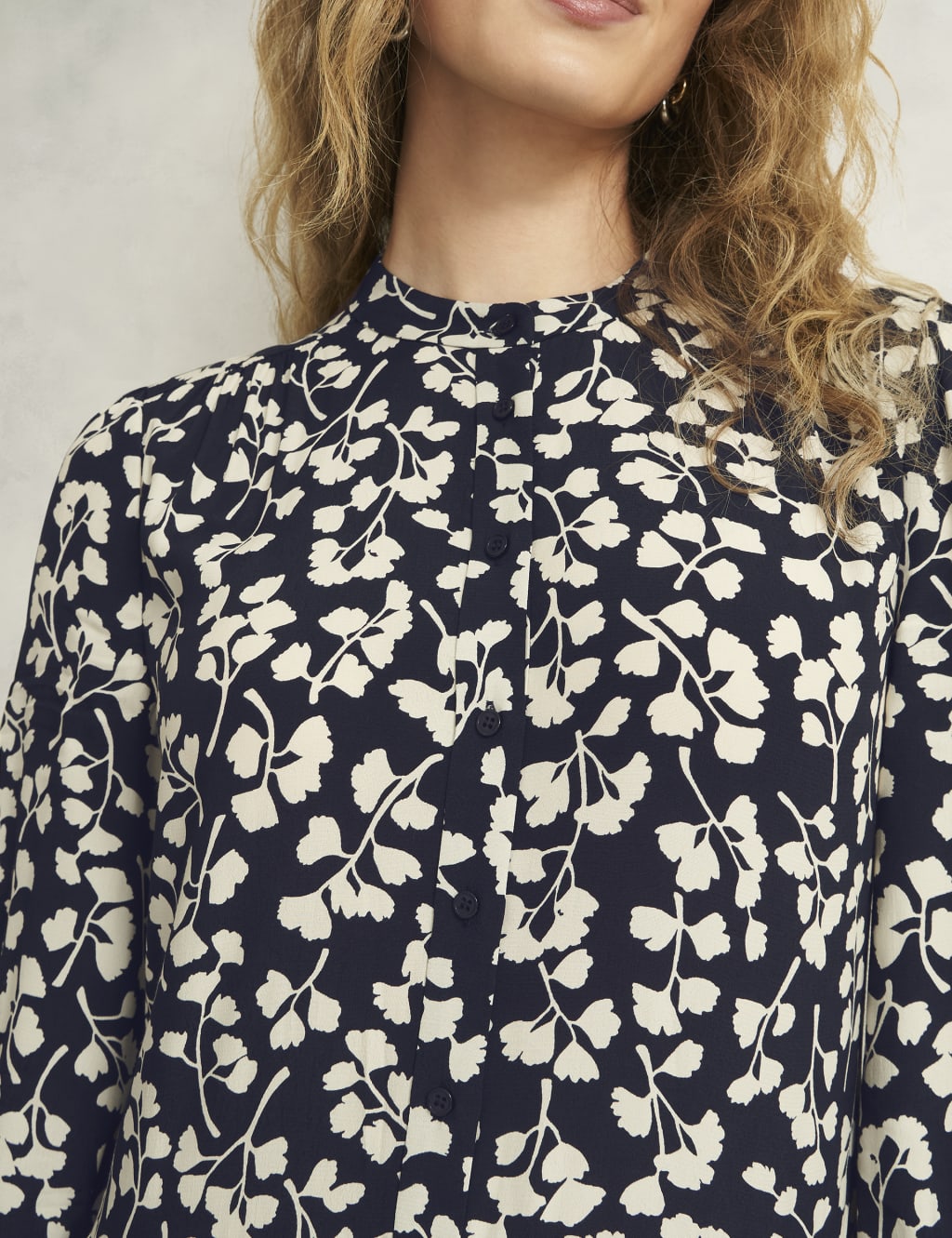 Leaf Print Crew Neck Mini Tiered Dress 3 of 10