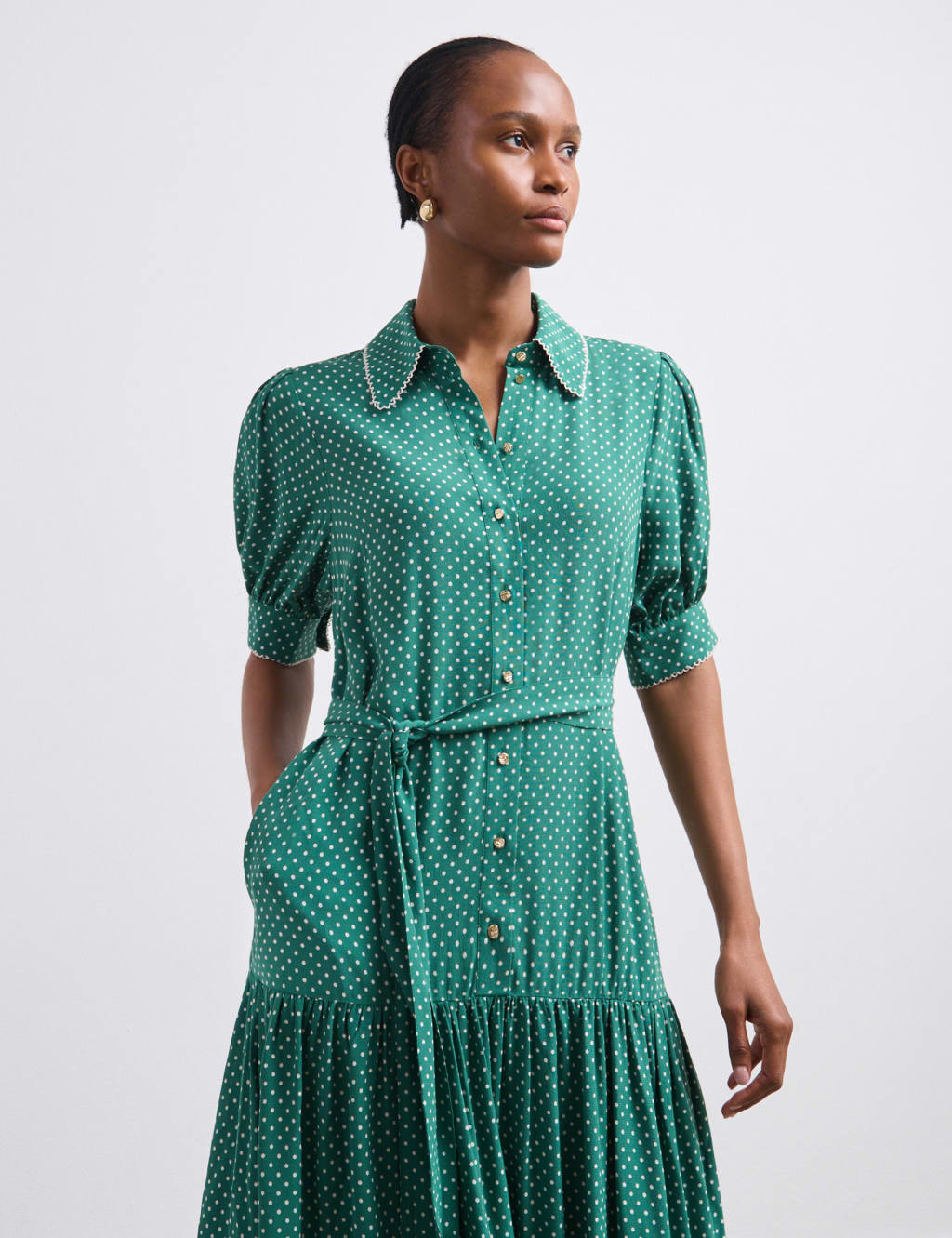 Crepe Polka Dot Collared Midaxi Tea Dress Finery London M S