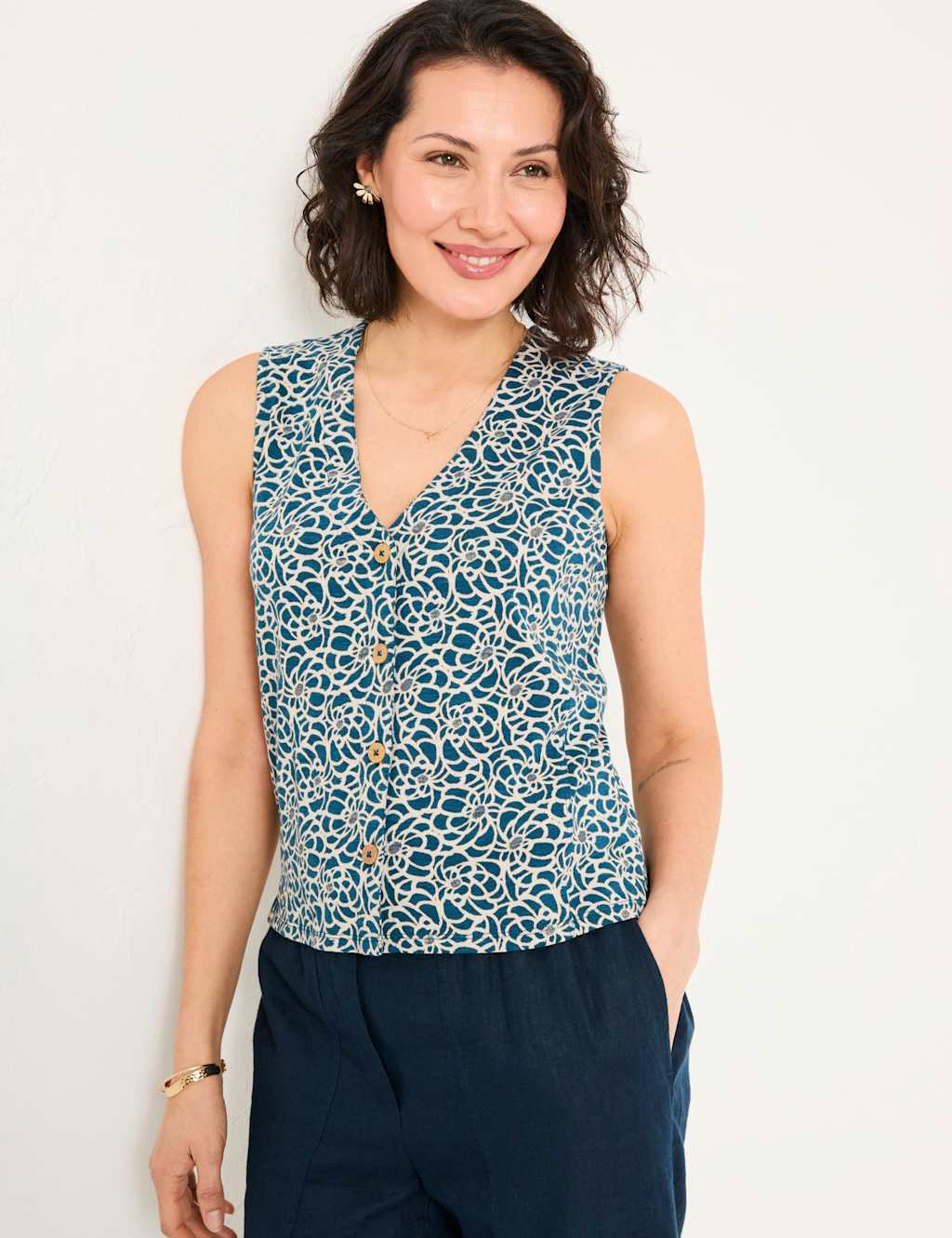 Cotton Rich Printed Waistcoat 4 of 6