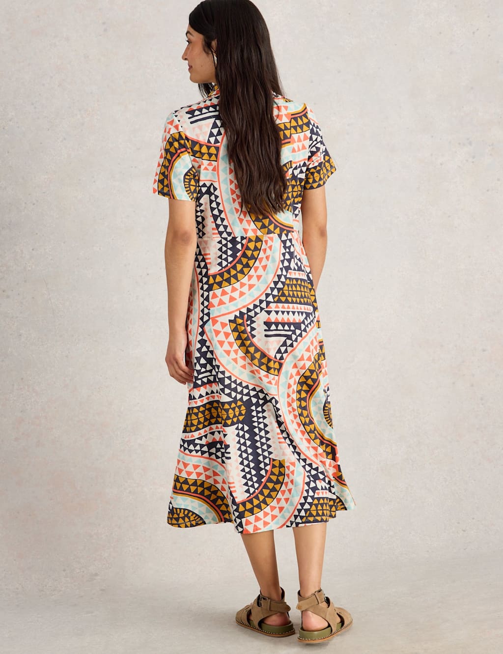 Jersey Printed Collared Midi Shirt Dress 3 of 6
