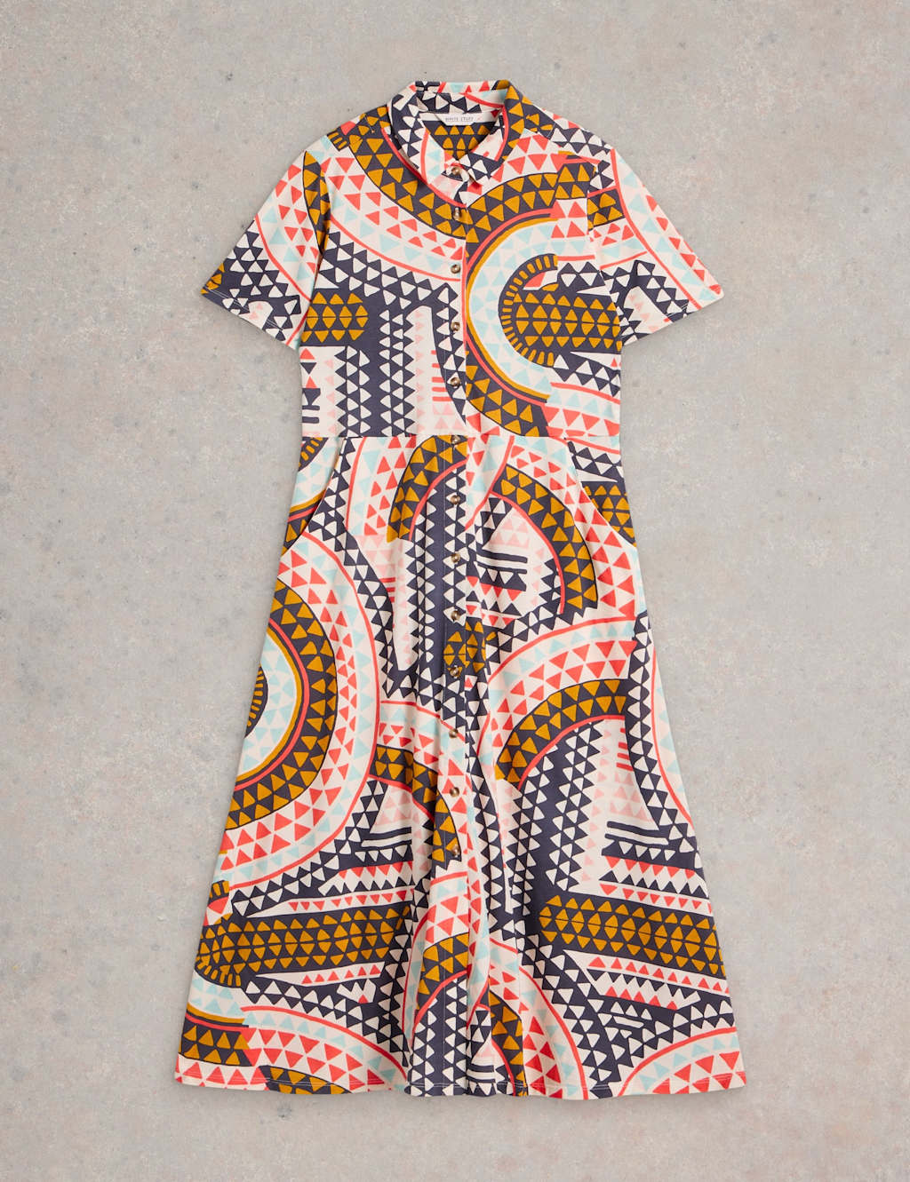 Jersey Printed Collared Midi Shirt Dress 2 of 6