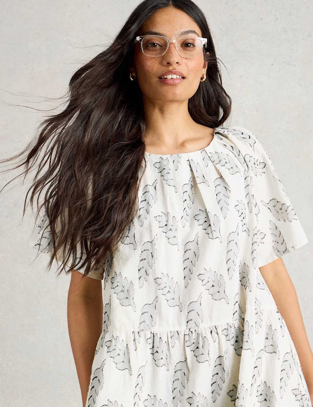 Pure Cotton Jacquard Midi Tiered Dress 4 of 6