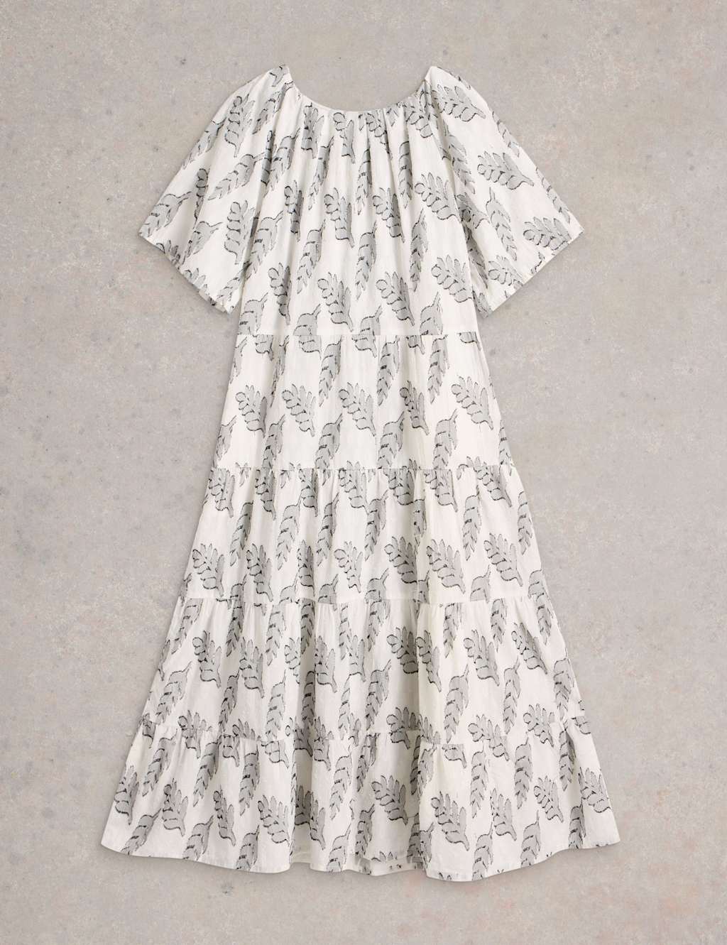 Pure Cotton Jacquard Midi Tiered Dress 2 of 6
