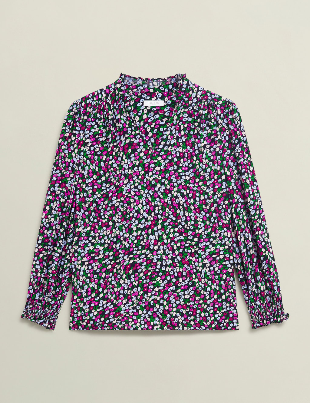 Floral Notch Neck Frill Sleeve Blouse 2 of 5