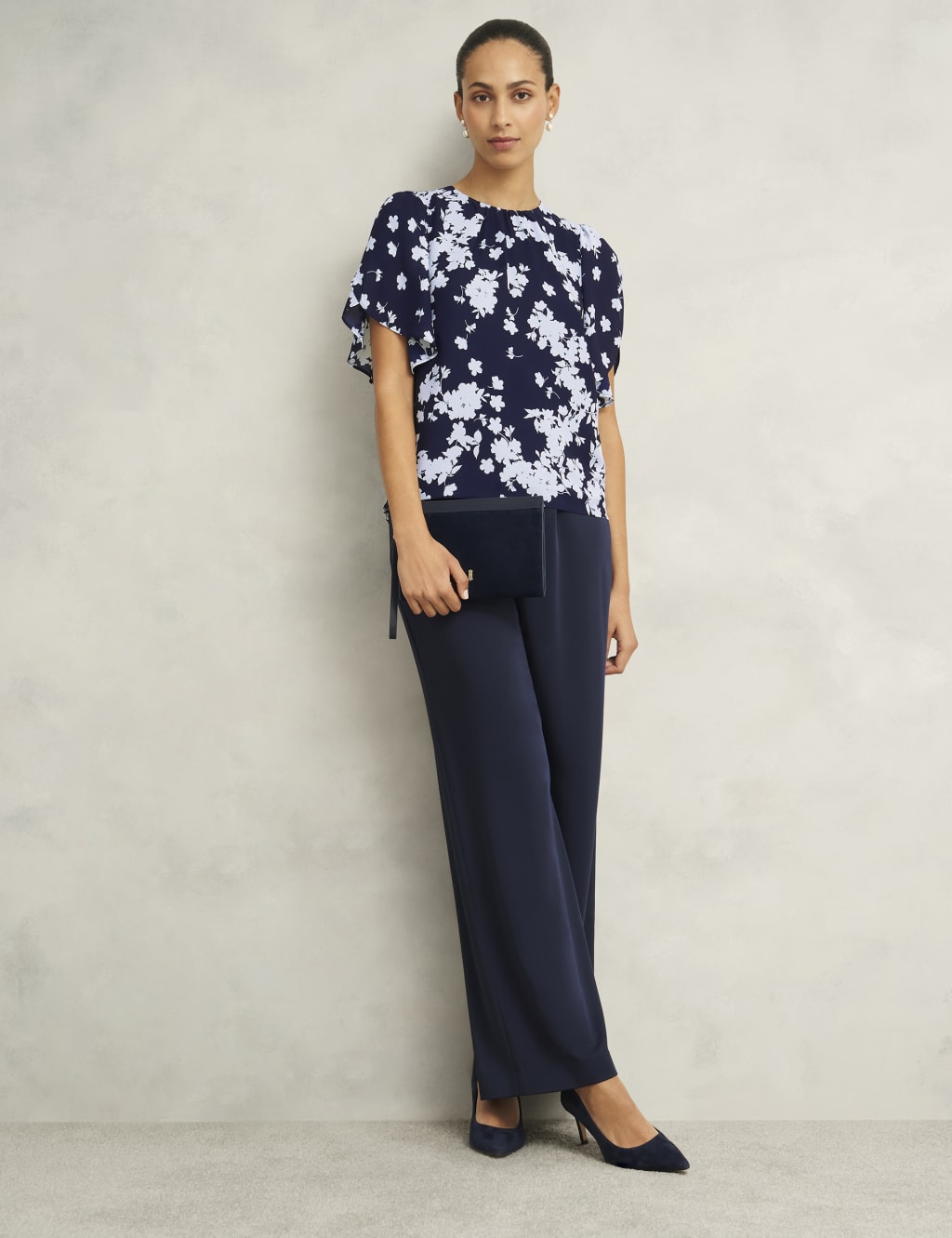 Chiffon Floral Crew Neck Top 3 of 7