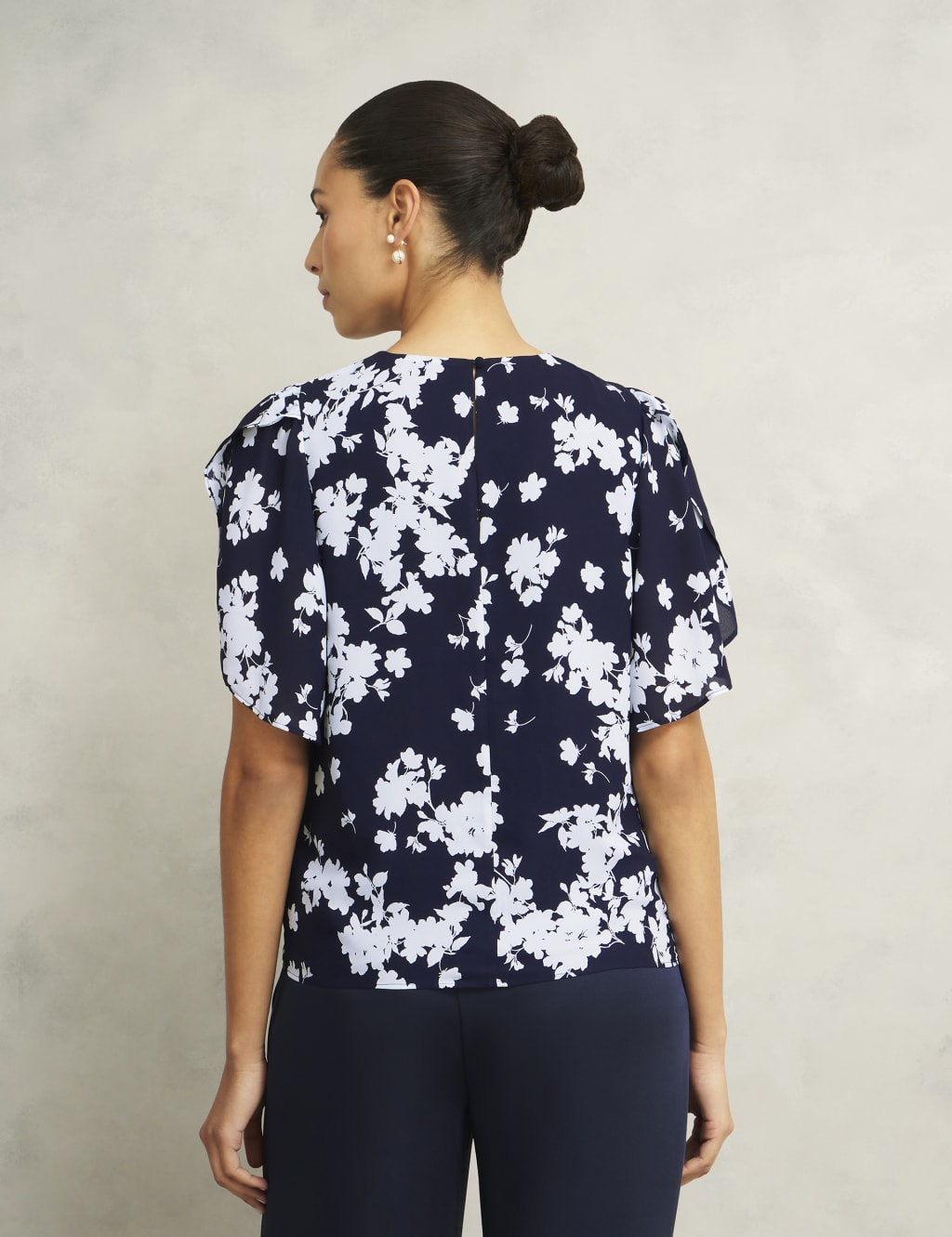 Chiffon Floral Crew Neck Top 4 of 7