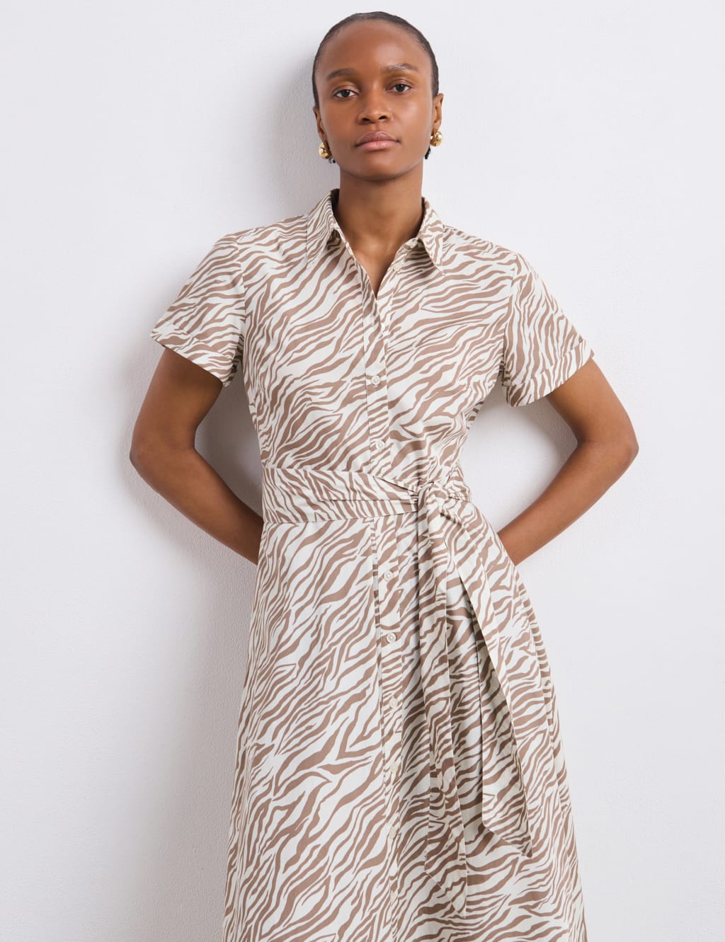 Animal print midi shirt dress deals