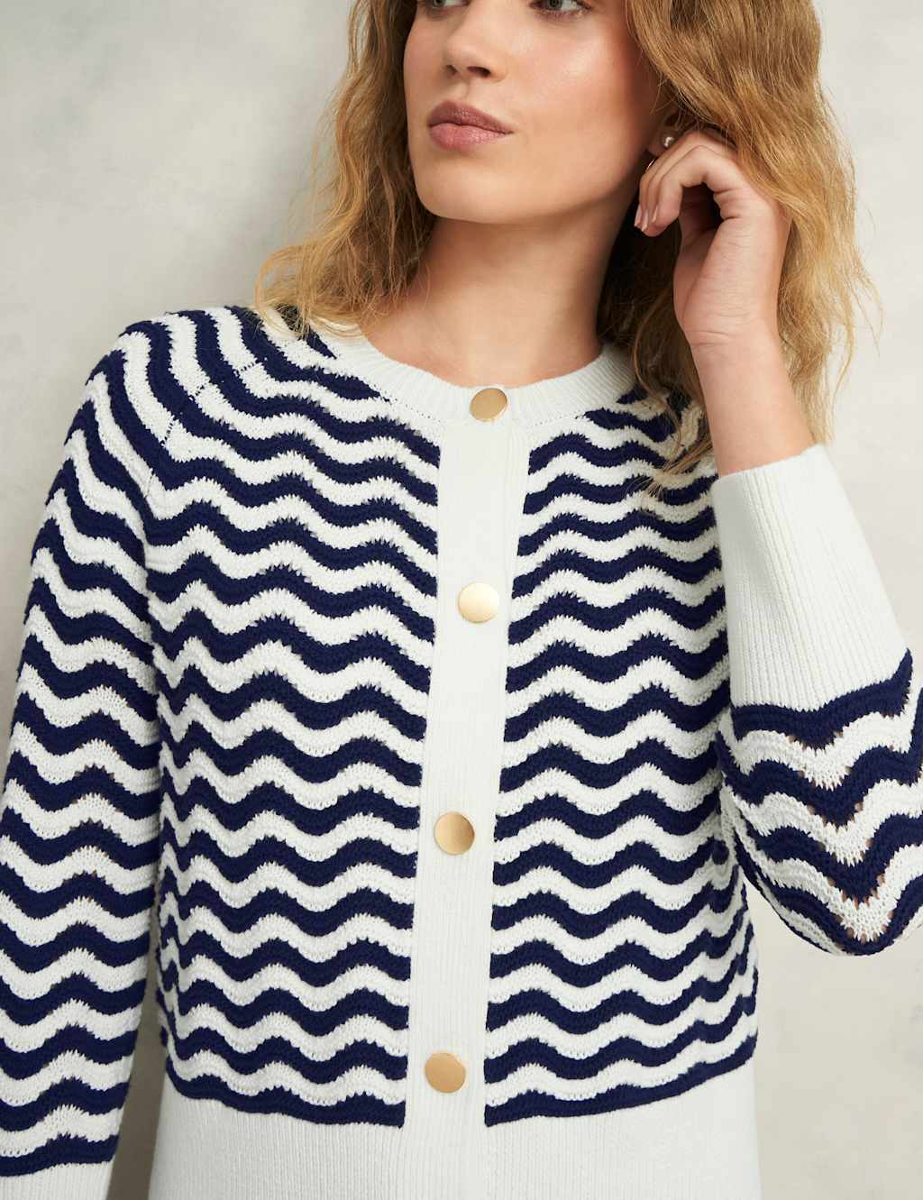 Pure Cotton Striped Pointelle Cardigan 3 of 8