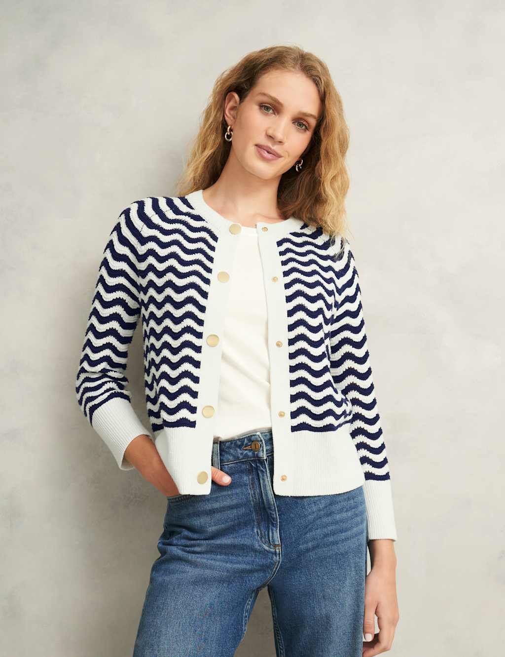 Pure Cotton Striped Pointelle Cardigan 7 of 8