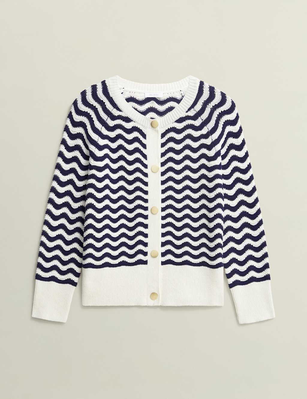 Pure Cotton Striped Pointelle Cardigan 2 of 8