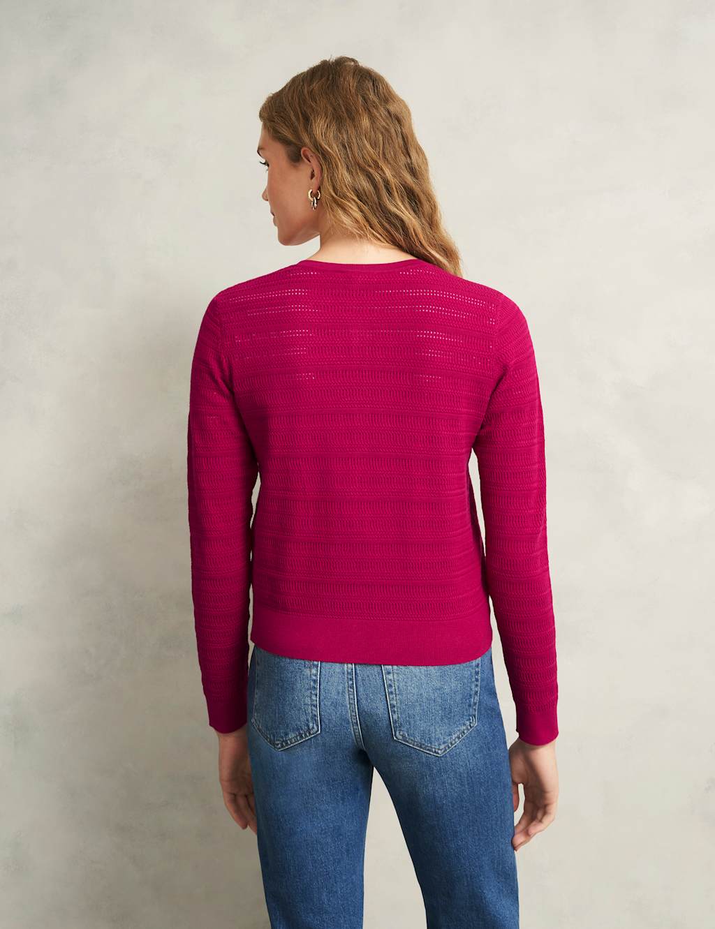 Textured Crew Neck Button Front Cardigan 4 of 7