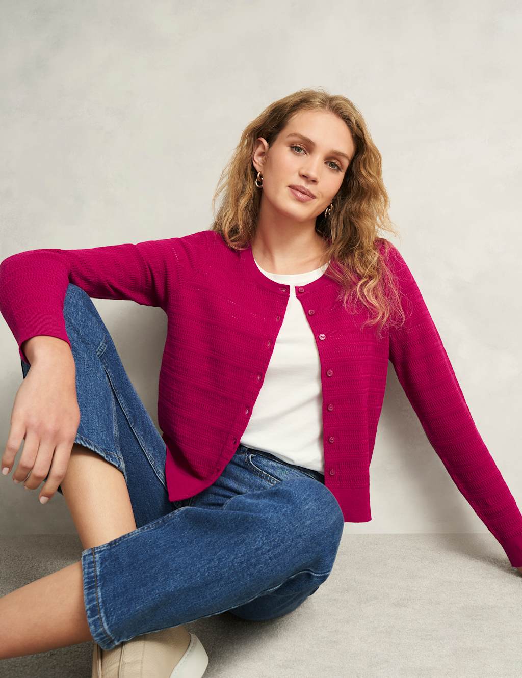 Textured Crew Neck Button Front Cardigan 5 of 7