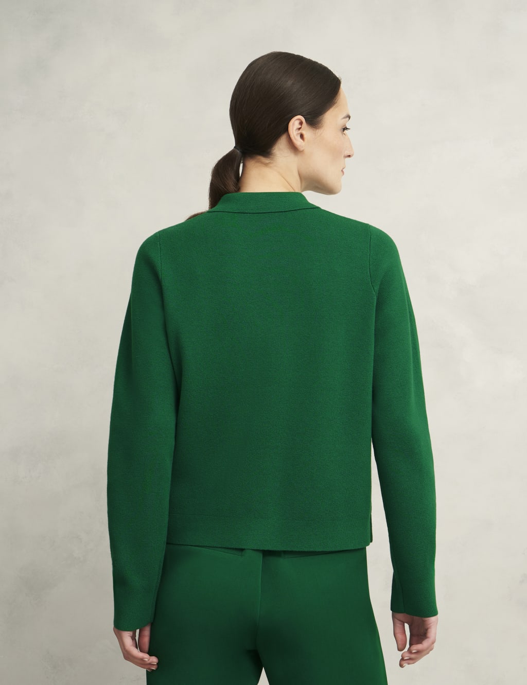 Merino Wool Blend Collared Knitted Jacket 4 of 9