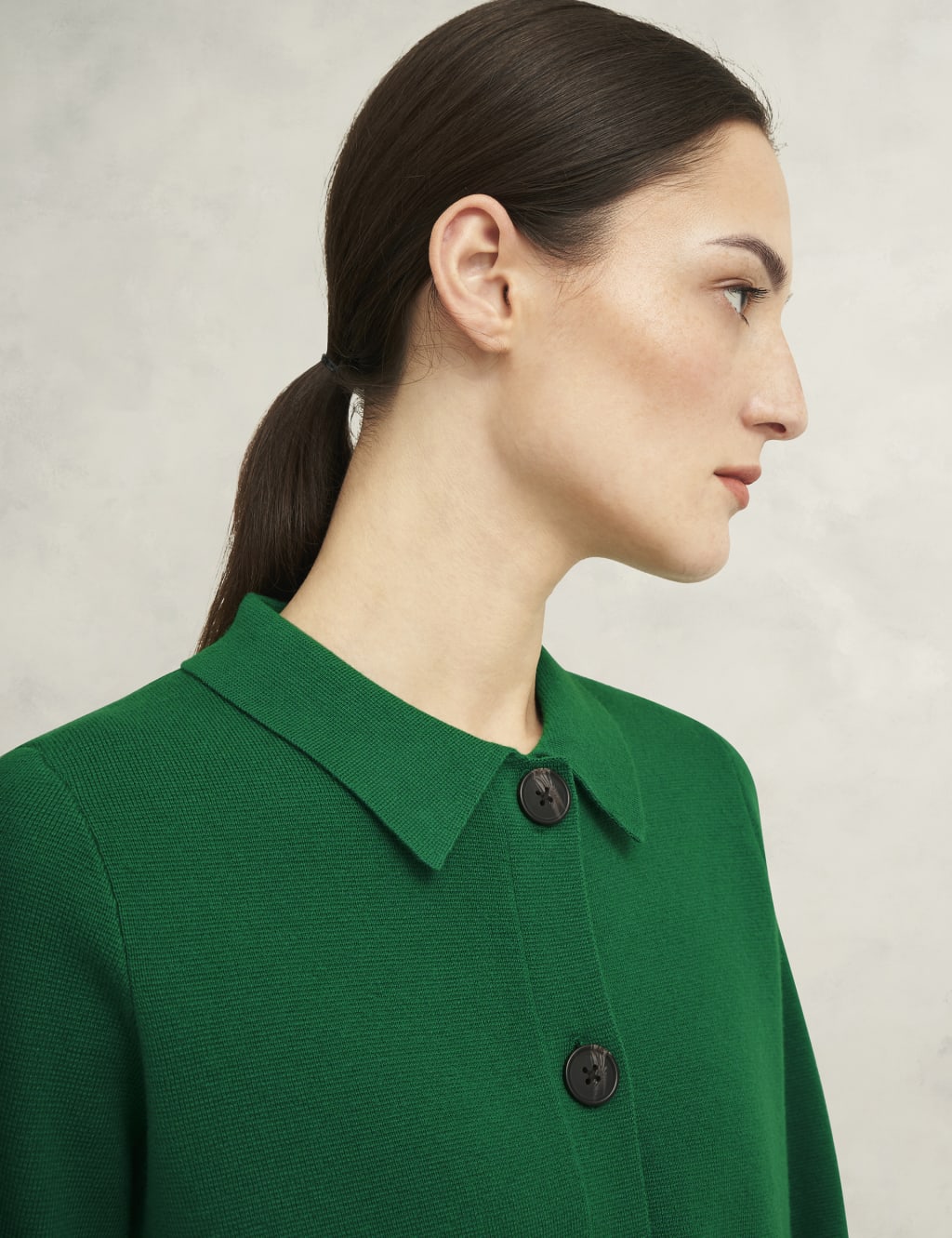 Merino Wool Blend Collared Knitted Jacket 5 of 9
